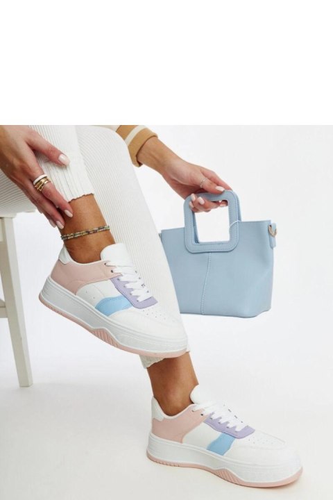 Biało-różowe sneakersy na grubszej podeszwie Rafida - Solea Biało-różowe sneakersy na grubszej podeszwie Rafida - Solea