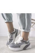 Srebrne sneakersy na wysokiej podeszwie Rude - Solea