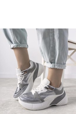 Srebrne sneakersy na wysokiej podeszwie Rude - Solea