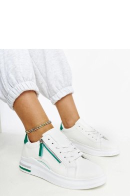 Białe sneakersy z zielonymi wstawkami Anaunia - Solea