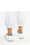 Białe sneakersy z zielonymi wstawkami Anaunia - Solea