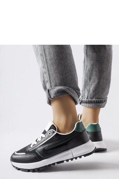 Czarne sneakersy z zielonym akcentem Tod - Solea Czarne sneakersy z zielonym akcentem Tod - Solea
