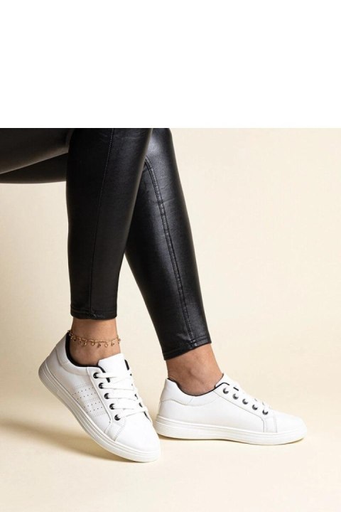Białe sneakersy eko skóra Cathleen - z czarnym elementem - Solea Białe sneakersy eko skóra Cathleen - z czarnym elementem - Solea