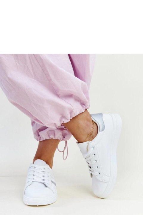 Biało-srebrne sneakersy eko skóra Berdine - Solea Biało-srebrne sneakersy eko skóra Berdine - Solea