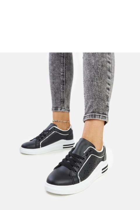 Czarne sneakersy ażurowe z brokatem Zorka - Solea Czarne sneakersy ażurowe z brokatem Zorka - Solea