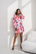 Sukienka Model Anna krótka 219850661 Pink/Blue Flowers - LaBalancia