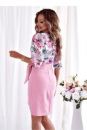 Sukienka Model Mira 000112. Kwiaty Brudny róz plus kwiaty liść zielony - With You