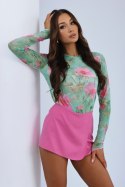 Bluzka Model Blake 200120571 Green Flowers - LaBalancia