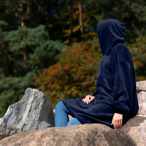 Bluzair Bluza Koc Hoodie Oversize Polska Granatowy Bluzair Bluza Koc Hoodie Oversize Polska Granatowy