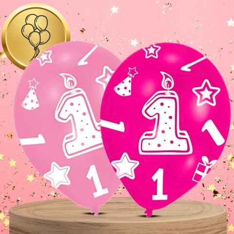 BALONY DMUCHANE LATEKSOWE RÓŻOWE 6 SZT NA URODZINY ROCZEK DEKORACJA