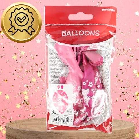 BALONY DMUCHANE LATEKSOWE RÓŻOWE 6 SZT NA URODZINY ROCZEK DEKORACJA