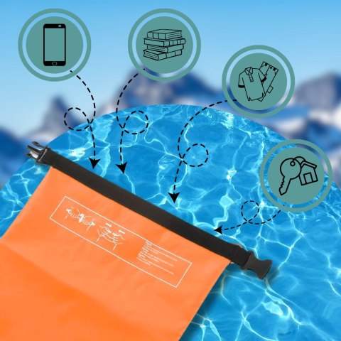 WOREK WODOODPORNY WODOSZCZELNY KAJAK TORBA PLECAK TURYSTYCZNY 15L POMARAŃCZOWY