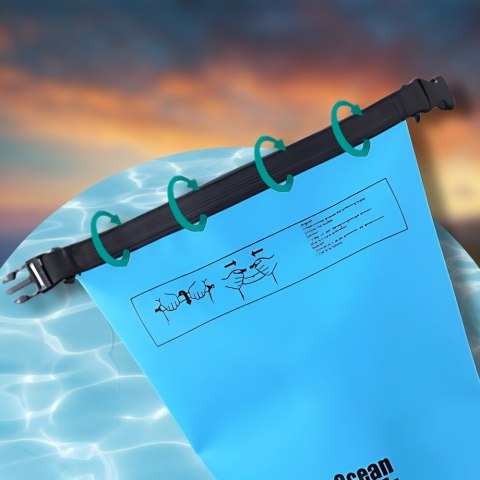 WOREK WODOODPORNY WODOSZCZELNY KAJAK TORBA PLECAK TURYSTYCZNY 20L NIEBIESKI