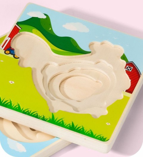 DREWNIANE PUZZLE MONTESSORI DLA DZIECI KURCZAK MWZ-3154