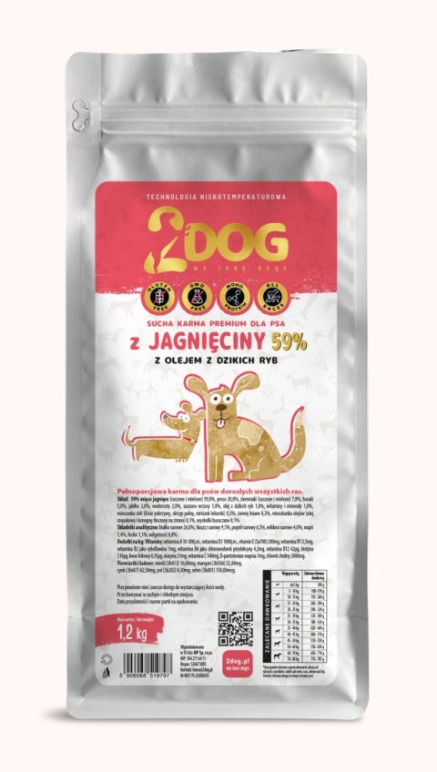 SUCHA KARMA DLA PSA 2Dog JAGNIĘCINA 1,2kg ZIMNOTŁOCZONA HIPOALERGICZNA MONO SUCHA KARMA DLA PSA 2Dog JAGNIĘCINA 1,2kg ZIMNOTŁOCZONA HIPOALERGICZNA MONO