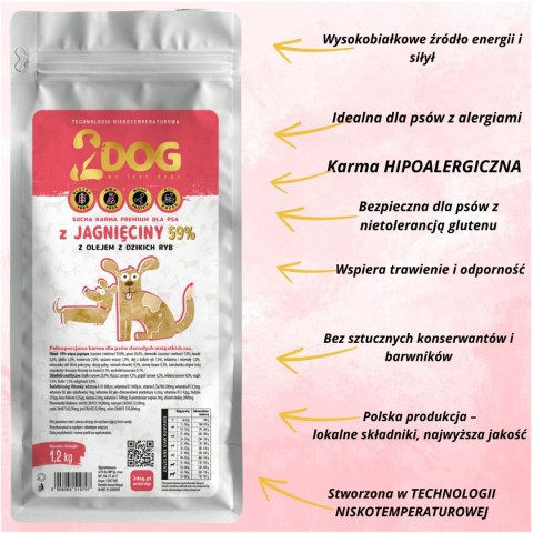 SUCHA KARMA DLA PSA 2Dog JAGNIĘCINA 1,2kg ZIMNOTŁOCZONA HIPOALERGICZNA MONO SUCHA KARMA DLA PSA 2Dog JAGNIĘCINA 1,2kg ZIMNOTŁOCZONA HIPOALERGICZNA MONO