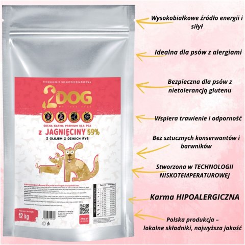SUCHA KARMA DLA PSA 2Dog JAGNIĘCINA 12kg ZIMNOTŁOCZONA HIPOALERGICZNA MONO SUCHA KARMA DLA PSA 2Dog JAGNIĘCINA 12kg ZIMNOTŁOCZONA HIPOALERGICZNA MONO