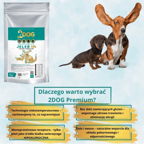 SUCHA KARMA DLA PSA 2Dog JELEŃ 12kg ZIMNOTŁOCZONA HIPOALERGICZNA BEZ GLUTEN SUCHA KARMA DLA PSA 2Dog JELEŃ 12kg ZIMNOTŁOCZONA HIPOALERGICZNA BEZ GLUTEN