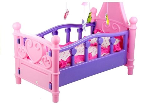 LEAN Toys Duże Łóżeczko Dla Lalki z Karuzelką i Pościelą