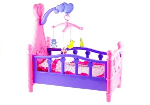 LEAN Toys Duże Łóżeczko Dla Lalki z Karuzelką i Pościelą