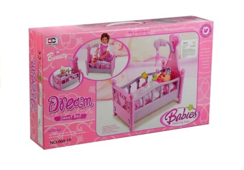 LEAN Toys Duże Łóżeczko Dla Lalki z Karuzelką i Pościelą