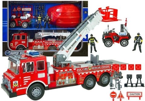 LEAN Toys Duży Zestaw Straz Pożarna Kask Quad Strażacki