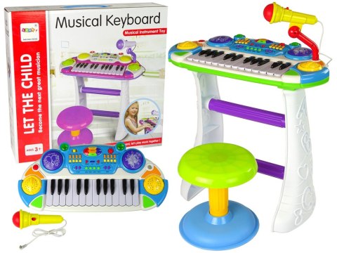 LEAN Toys Organy Keyboard Krzesełko Mikrofon Niebieski