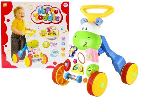 LEAN Toys Wesoły Pchacz Hipopotam z Lusterkiem Gumowe Koła