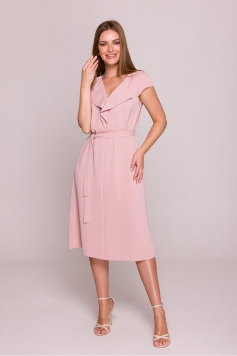 Sukienka Model S411 Powder Pink - Stylove Sukienka Model S411 Powder Pink - Stylove