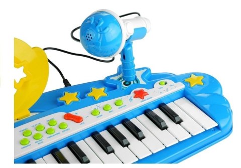 LEAN Toys Duży Keyboard 37 Klawiszy MP3 + Mikrofon Niebieski