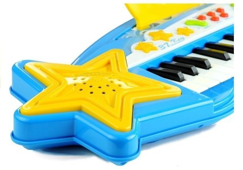 LEAN Toys Duży Keyboard 37 Klawiszy MP3 + Mikrofon Niebieski