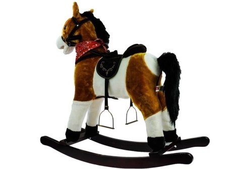 LEAN Toys Koń Na Biegunach 74cm Jasny Brąz Rusza Pyskiem Ogonem