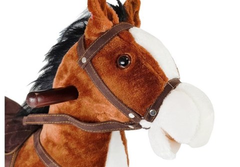 LEAN Toys Koń Na Biegunach Ciemny Brąz Dźwięki Rusza Pyskiem Ogonem 74 cm