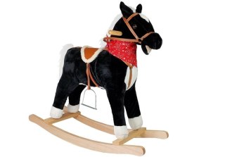 LEAN Toys Koń Na Biegunach Czarno- Biały Dźwięki Rusza Pyskiem Ogonem 74 cm