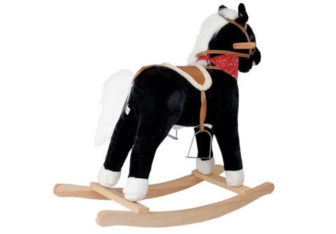 LEAN Toys Koń Na Biegunach Czarno- Biały Dźwięki Rusza Pyskiem Ogonem 74 cm