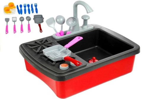 LEAN Toys Kuchenka i Zlewozmywak z Akcesoriami Kran z Wodą