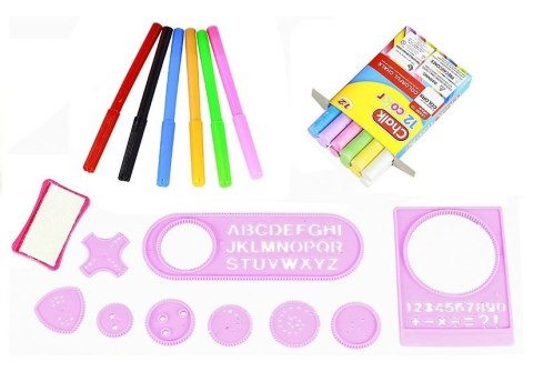 LEAN Toys Tablica Na kredę Pisak + Pisaki Szblony 2w1