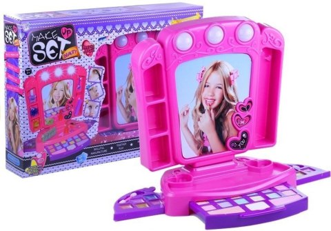 LEAN Toys Toaletka Zestaw Kosmetyki Lusterko Światełka Róż