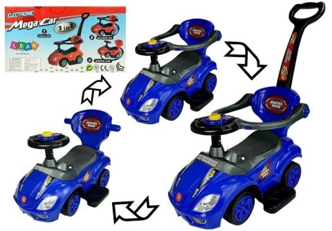 LEAN CARS Jeździk z Pchaczem Mega Car 3w1 Niebieski LEAN CARS Jeździk z Pchaczem Mega Car 3w1 Niebieski