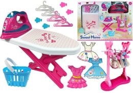 LEAN Toys Różowe Żelazko Zestaw do Prasowania Deska Wieszaki