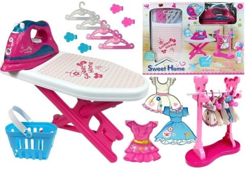 LEAN Toys Różowe Żelazko Zestaw do Prasowania Deska Wieszaki