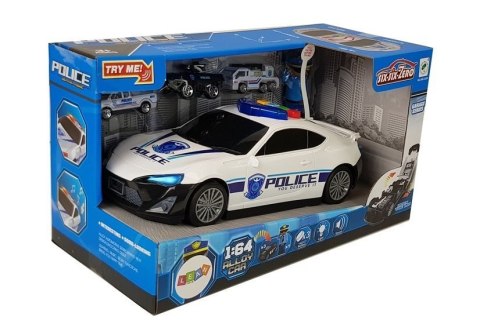 LEAN Toys Auto Policyjne Schowek Garaż 2w1 Policjant Małe Autka Dźwięk Światła