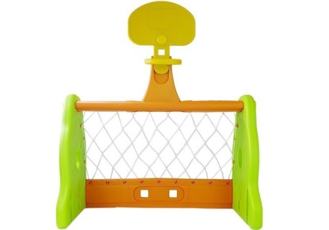 LEAN Toys Bramka Piłkarska Koszykówka 2w1 Dla Dzieci Zielono Pomarańczowa