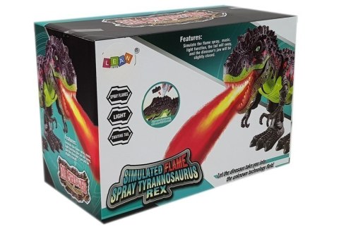 LEAN Toys Dinozaur Na Baterie Składa Jaja Zieje Ogniem Para Wodna Zielony
