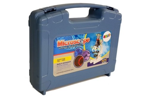 LEAN Toys Duża Walizka Naukowca Mikroskop Dziecięcy Edukacyjny 100x 400x 1200x