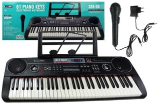LEAN Toys Keyboard Organy 328-06 Mikrofon Zasilacz Czarny