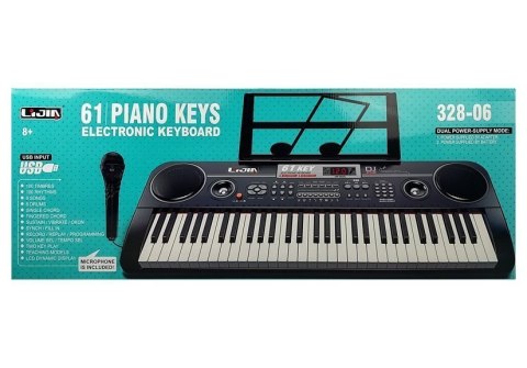 LEAN Toys Keyboard Organy 328-06 Mikrofon Zasilacz Czarny