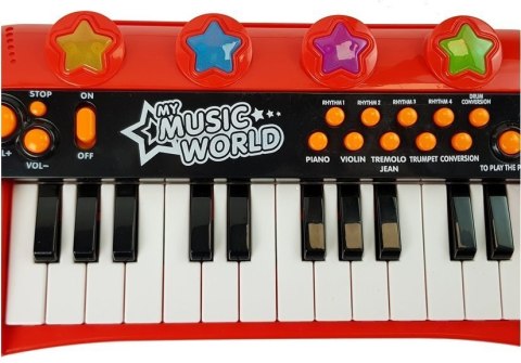 LEAN Toys Keyboard Pianinko 24 Klawisze USB Mikrofon Czerwony