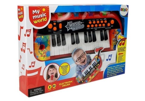 LEAN Toys Keyboard Pianinko 24 Klawisze USB Mikrofon Czerwony