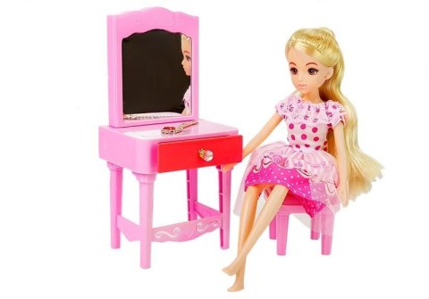 LEAN Toys Lalka Meble Zestaw Łóżko Szafa Toaletka